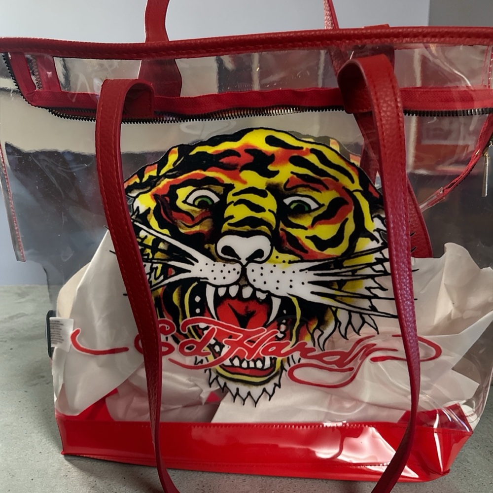 Ed Hardy Clear Tote w/Tiger Graphic - Retail $159